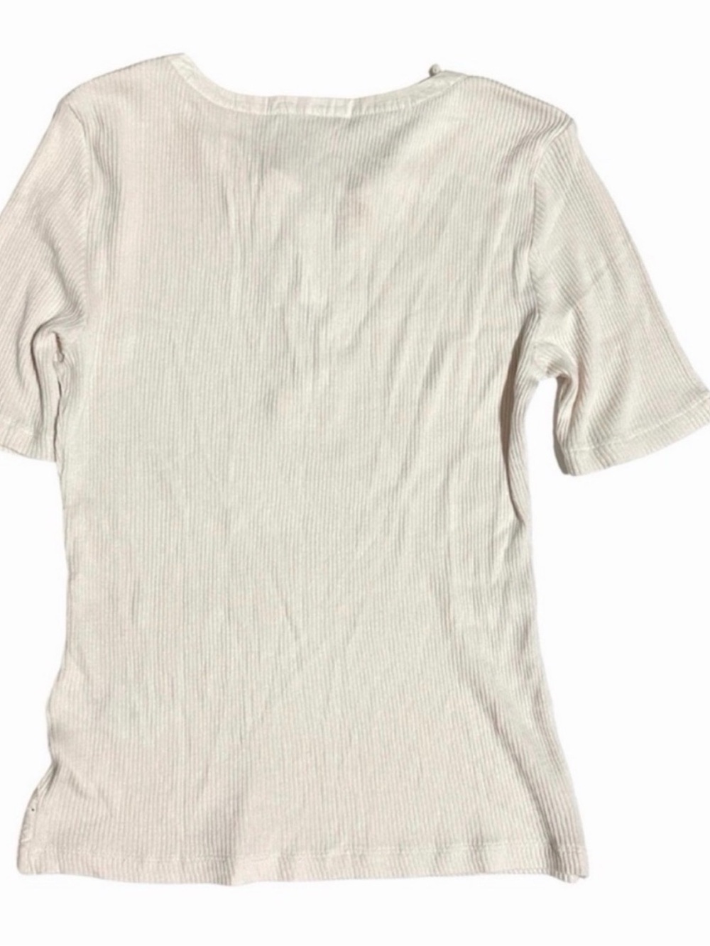 Madewell Ribbed Lace-Up Short-Sleeve Tee NWT MED - Picture 3 of 6